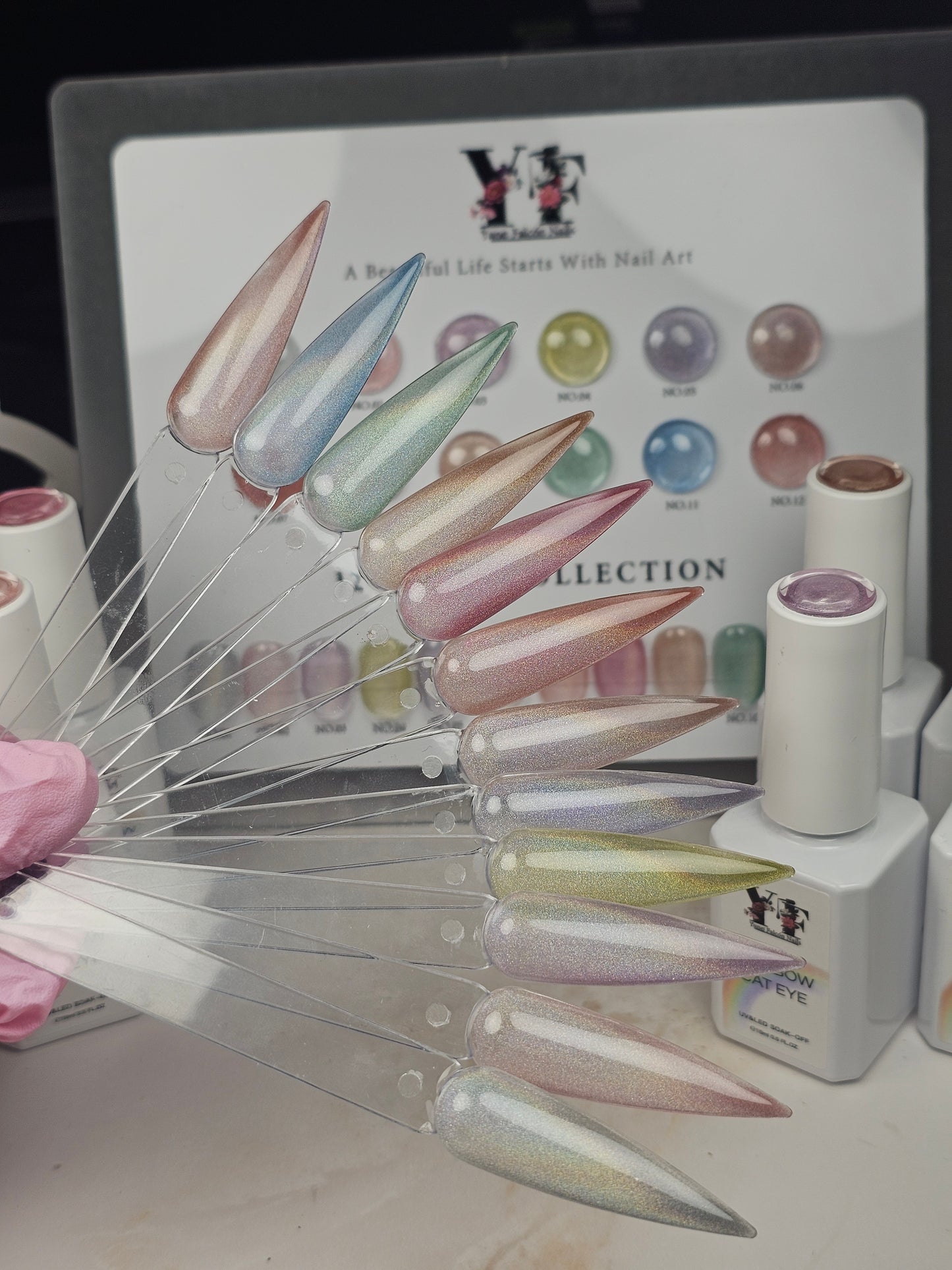 Rainbow Cat Eye Gel Polish – Collection of 12 Multidimensional Magnetic Colors