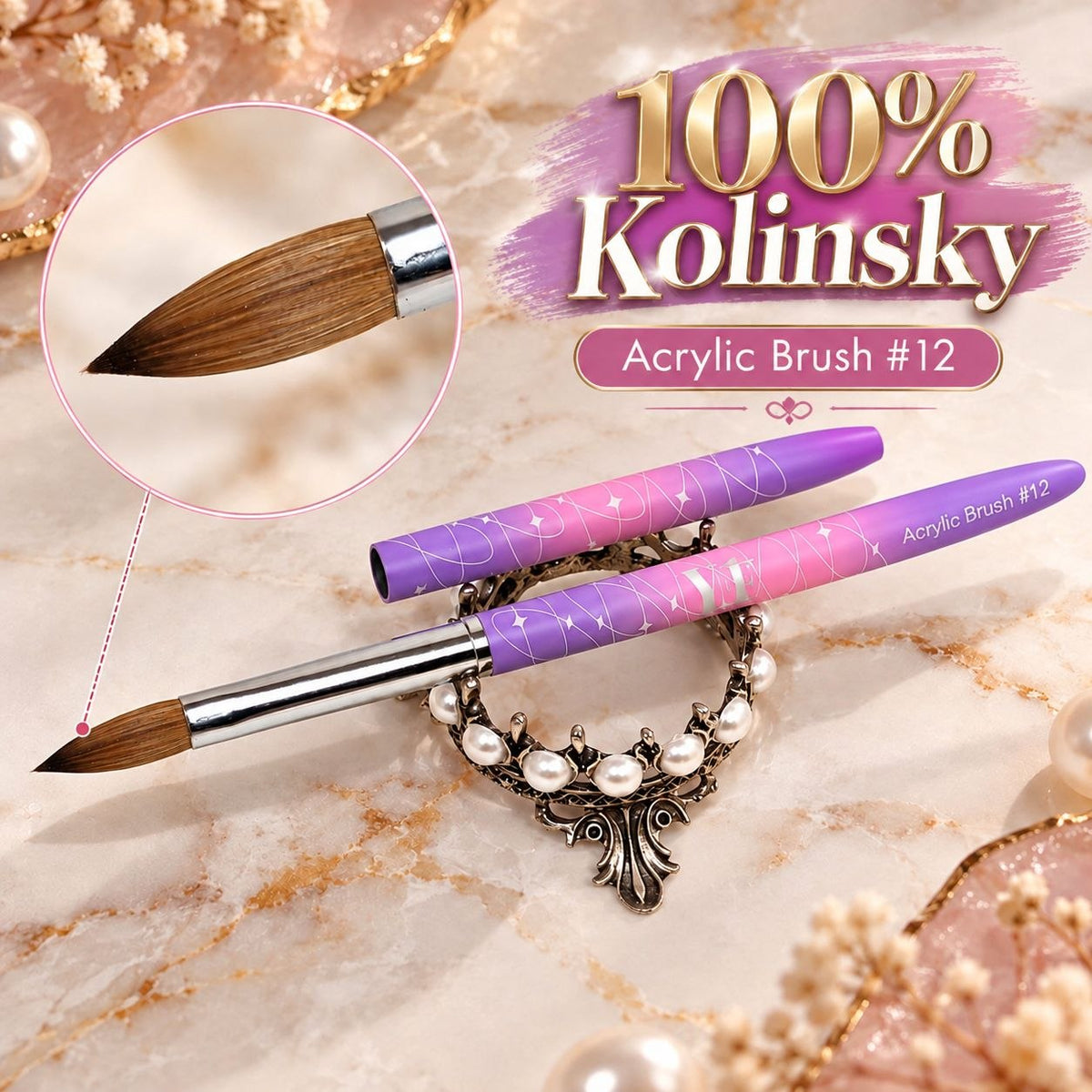 100% Kolinsky Acrylic Nail Brush – Professional Acrylic Brush for Acrylic Application & Nail Extensions, Monomer-Resistant Handle, Multiple Sizes Available03:09 PM