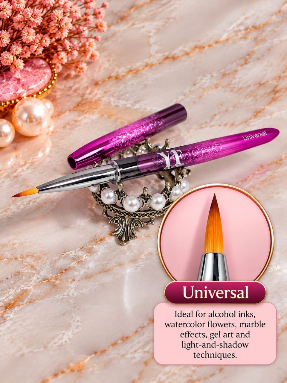 Professional Nail Art Brushes – 9-Piece Set or Individual Brushes | Gel Painting, Ombre, Fine Liner & Nail Design Tools