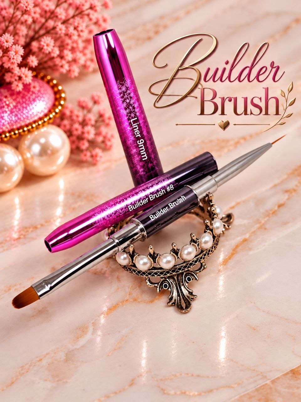 Professional 2-in-1 Builder Gel Nail Brush (Oval Brush/Liner) – Dual-Ended Nail Art Brush for Gel Extensions, Shaping & Precision Application