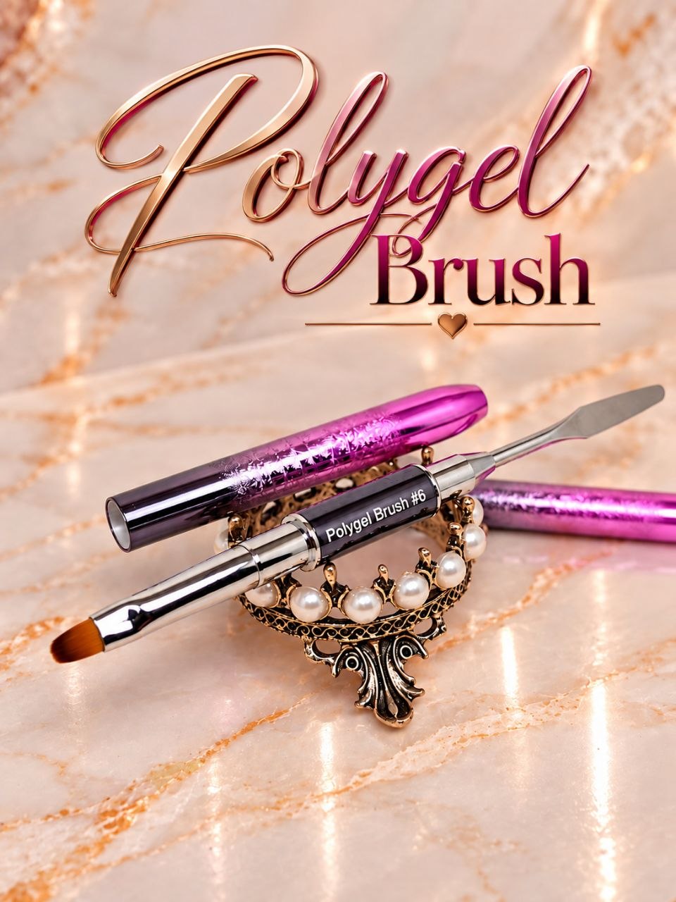 Professional Dual-Ended Polygel Brush – Oval Gel Nail Brush & Precision Spatula | Nail Extension & Sculpting Tool