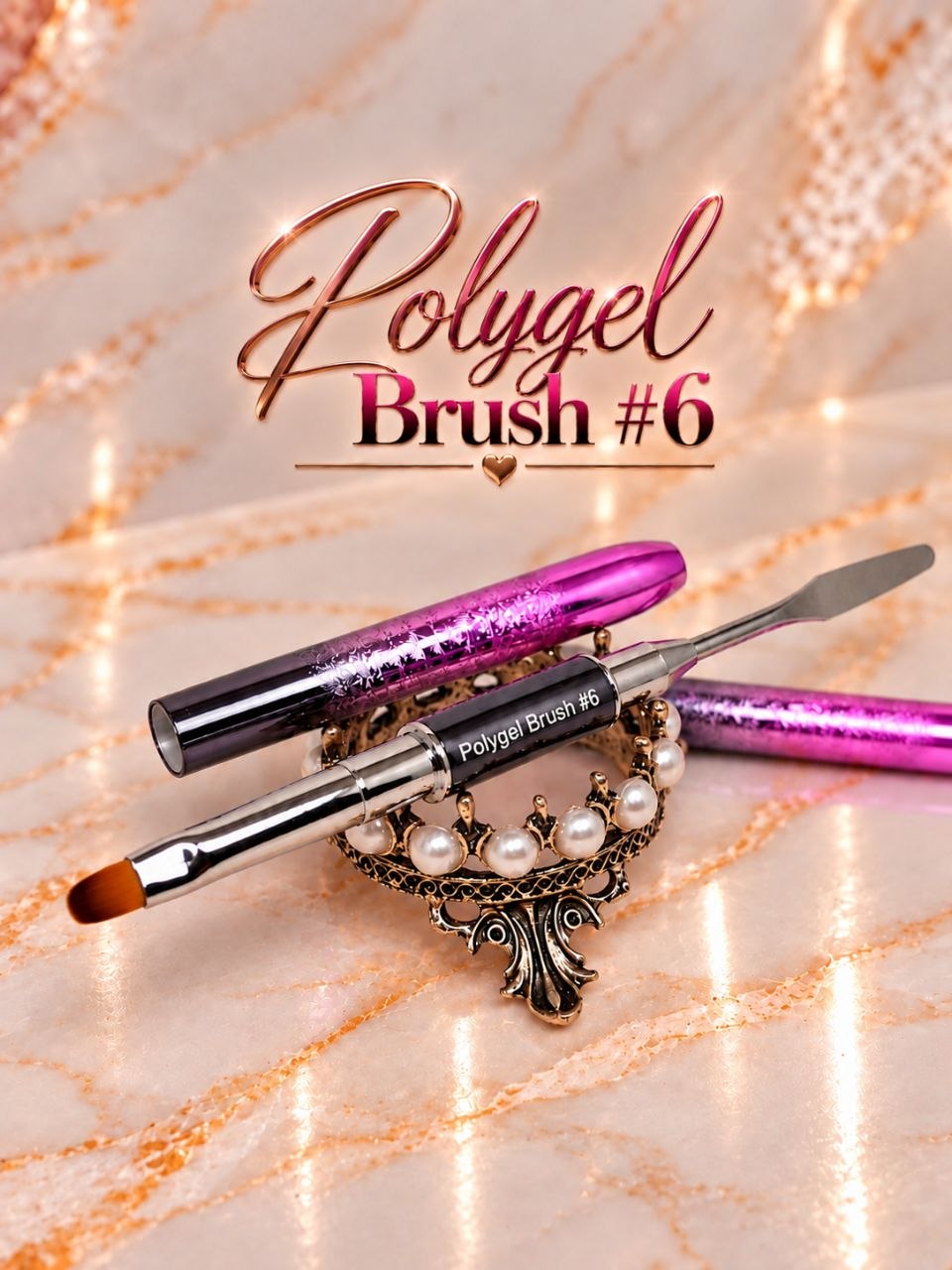 Professional Dual-Ended Polygel Brush – Oval Gel Nail Brush & Precision Spatula | Nail Extension & Sculpting Tool