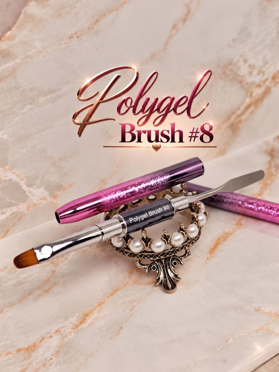 Professional Dual-Ended Polygel Brush – Oval Gel Nail Brush & Precision Spatula | Nail Extension & Sculpting Tool