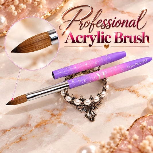 100% Kolinsky Acrylic Nail Brush – Professional Acrylic Brush for Acrylic Application & Nail Extensions, Monomer-Resistant Handle, Multiple Sizes Available